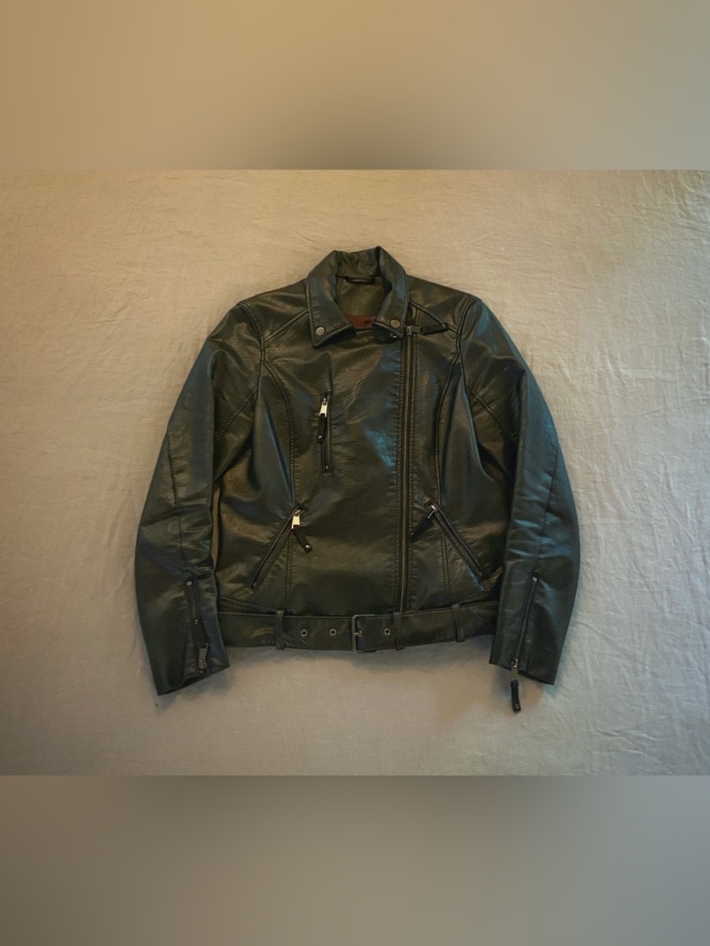 Classic Black Vegan Leather Moto-Biker Jacket